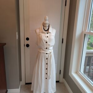 Reiss White Button-Down Maxi Dress